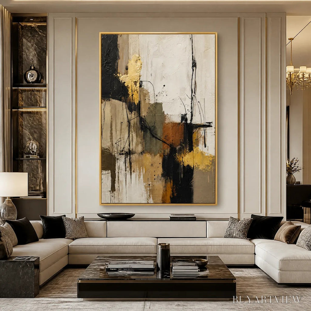 ARTOVITAS Gold Thread – Black Gold Linear Abstract - image 5
