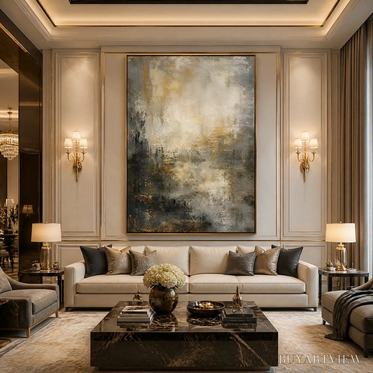 ARTOVITAS Night Aurelia – Moody Gold Black Abstract - image 2