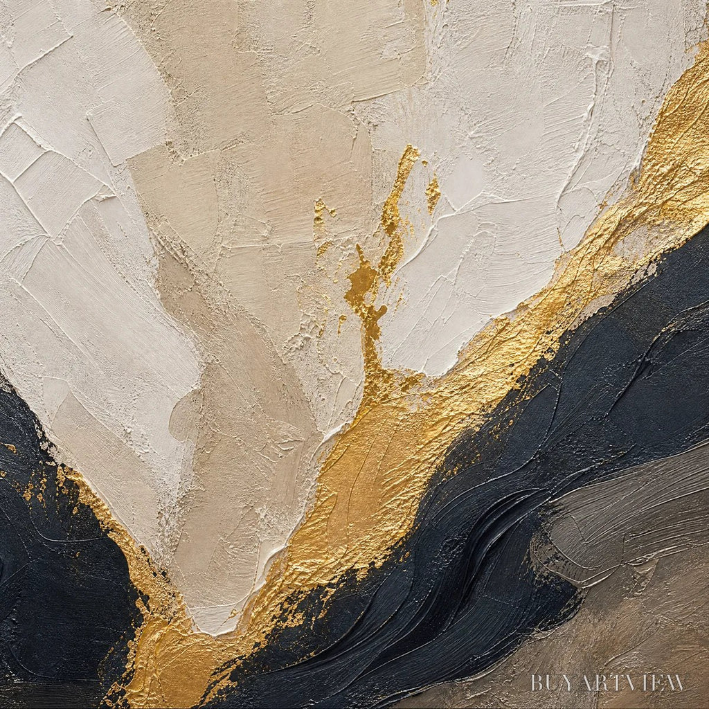 ARTOVITAS Twin Ember – Black Gold Diptych Abstract Set - image 3