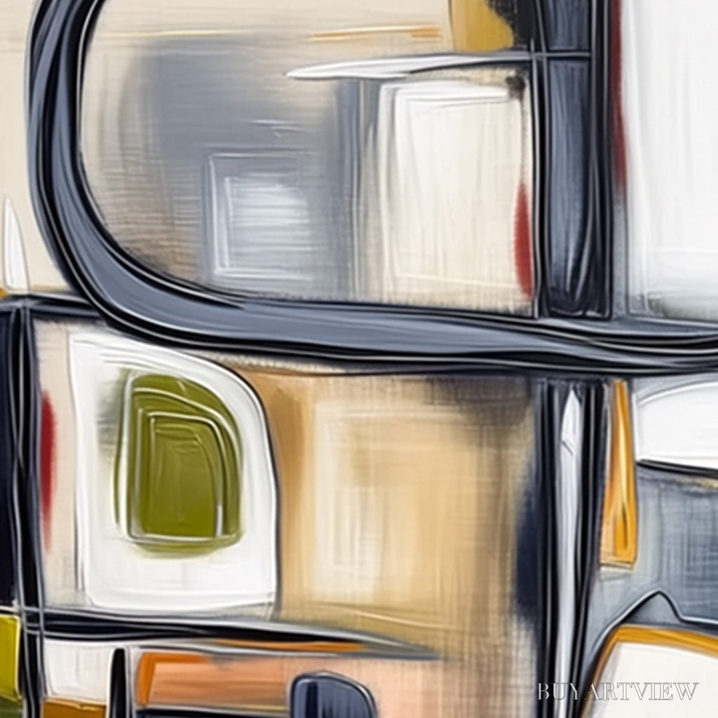 ARTOVITAS Structured Chaos – Modern Square Abstract Painting with Architectural Lines - image 5