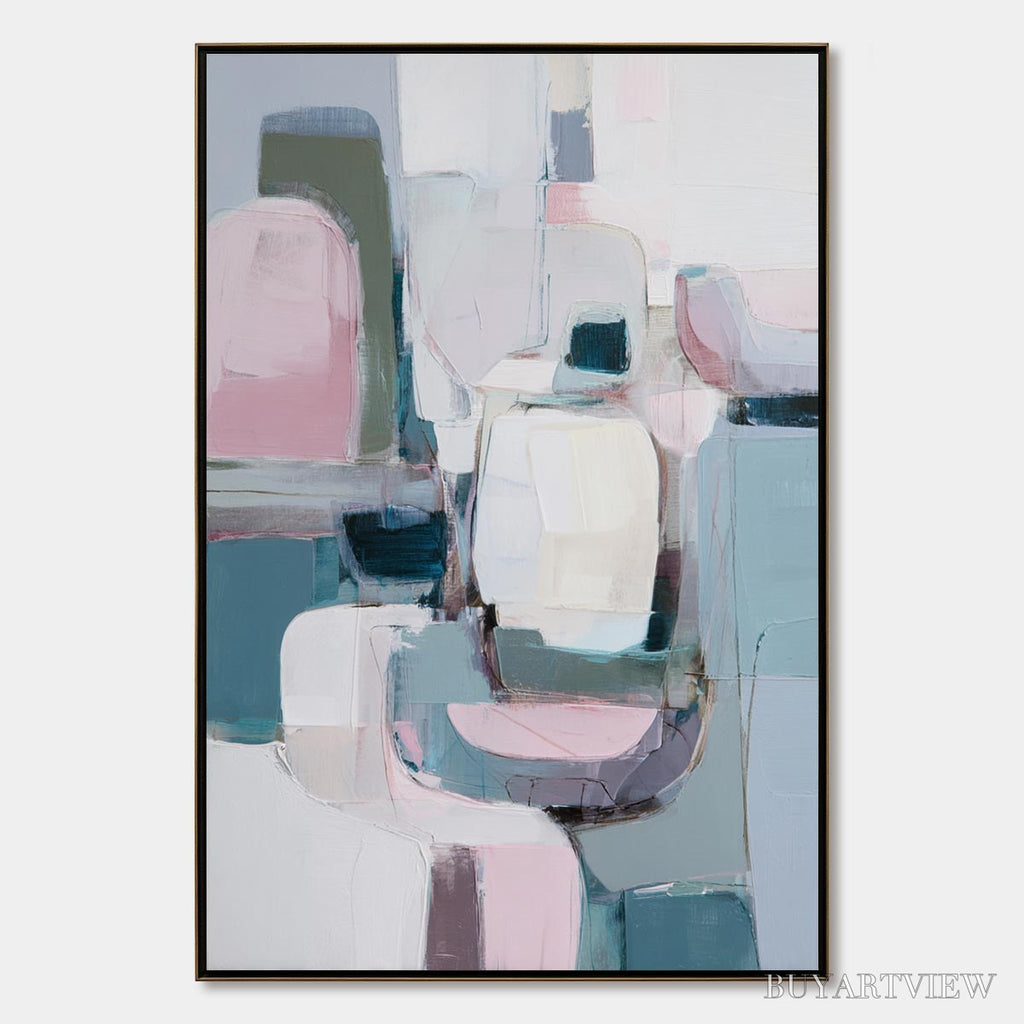 ARTOVITAS Morning Blush – Soft Contemporary Abstract Block Painting - image 1