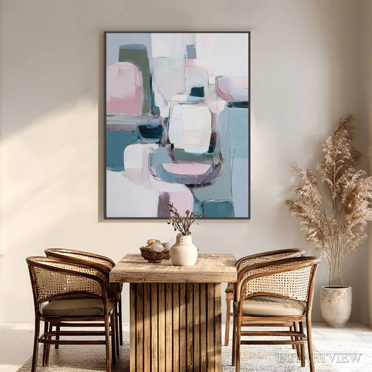 ARTOVITAS Morning Blush – Soft Contemporary Abstract Block Painting - image 2