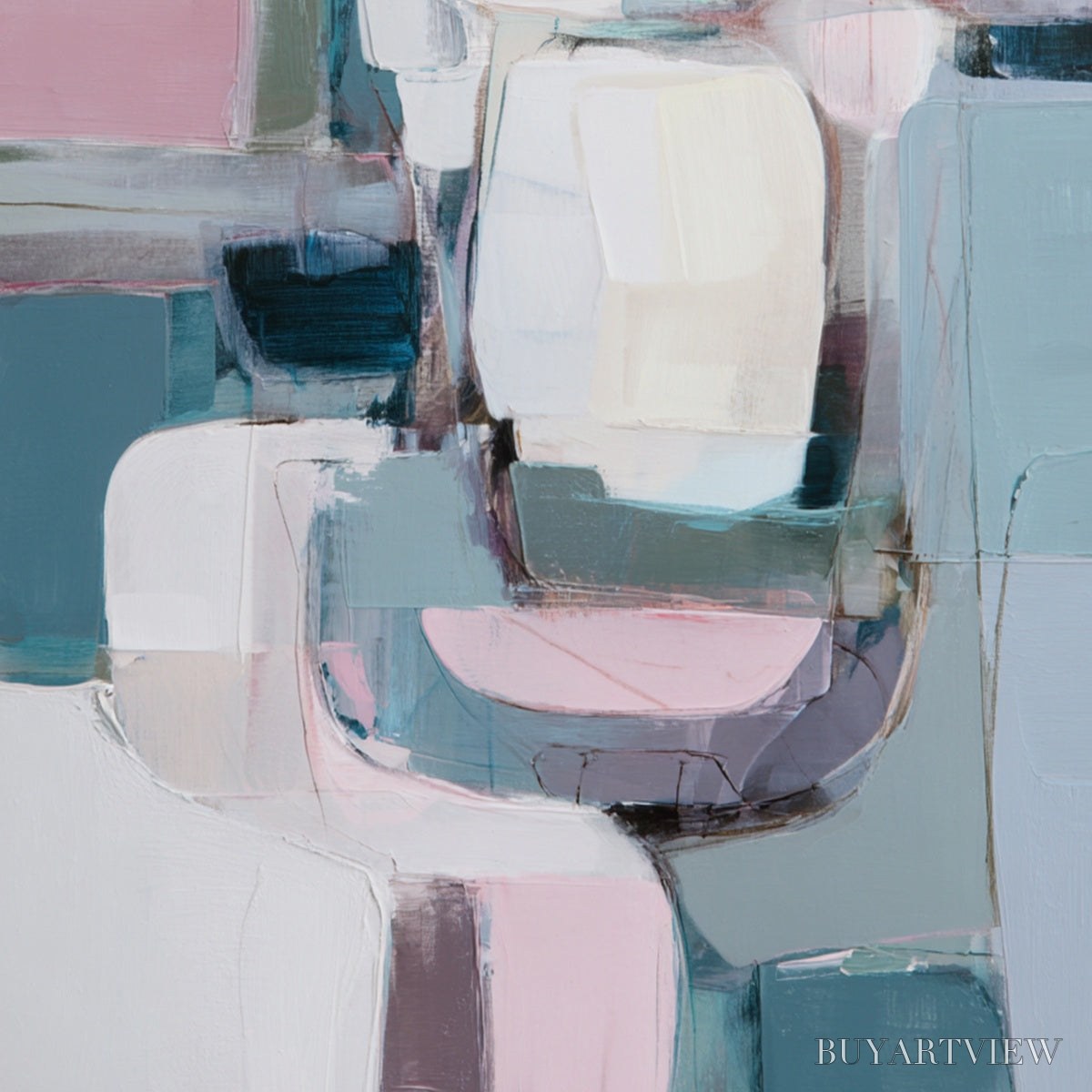 ARTOVITAS Morning Blush – Soft Contemporary Abstract Block Painting - image 3