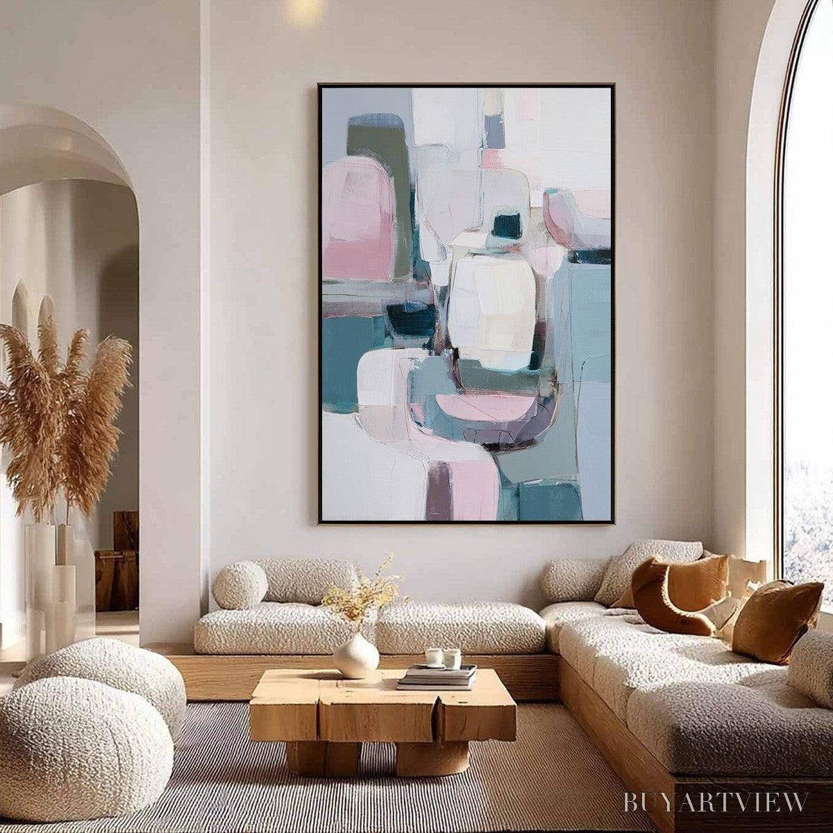 ARTOVITAS Morning Blush – Soft Contemporary Abstract Block Painting - image 4