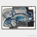ARTOVITAS Azure Depths – Abstract Blue and Gold Oil Painting - image 1