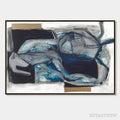 ARTOVITAS Indigo Dreamscape – Abstract Blue and Gold Oil Painting - image 1