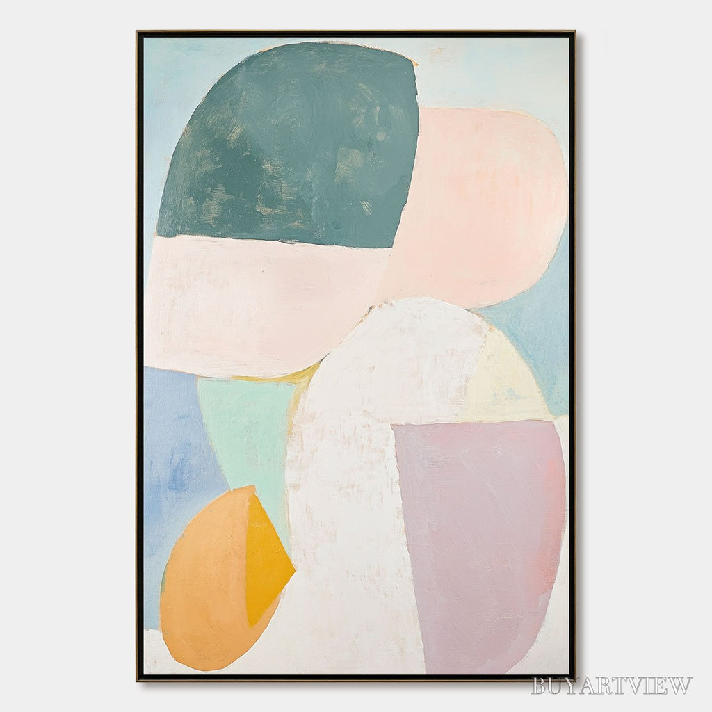 ARTOVITAS Pastel Harmony – Soft Abstract Color Block Oil Painting - image 1