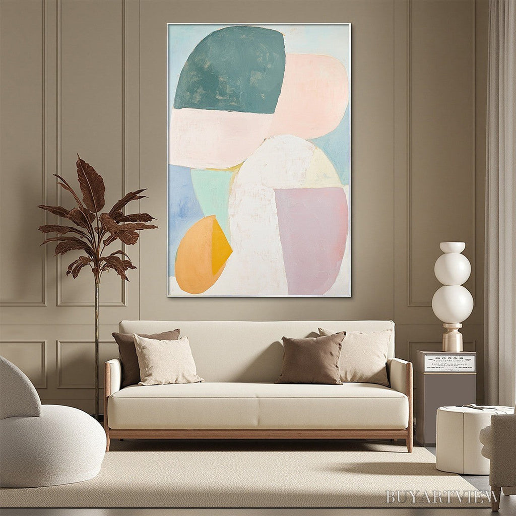 ARTOVITAS Pastel Harmony – Soft Abstract Color Block Oil Painting - image 2
