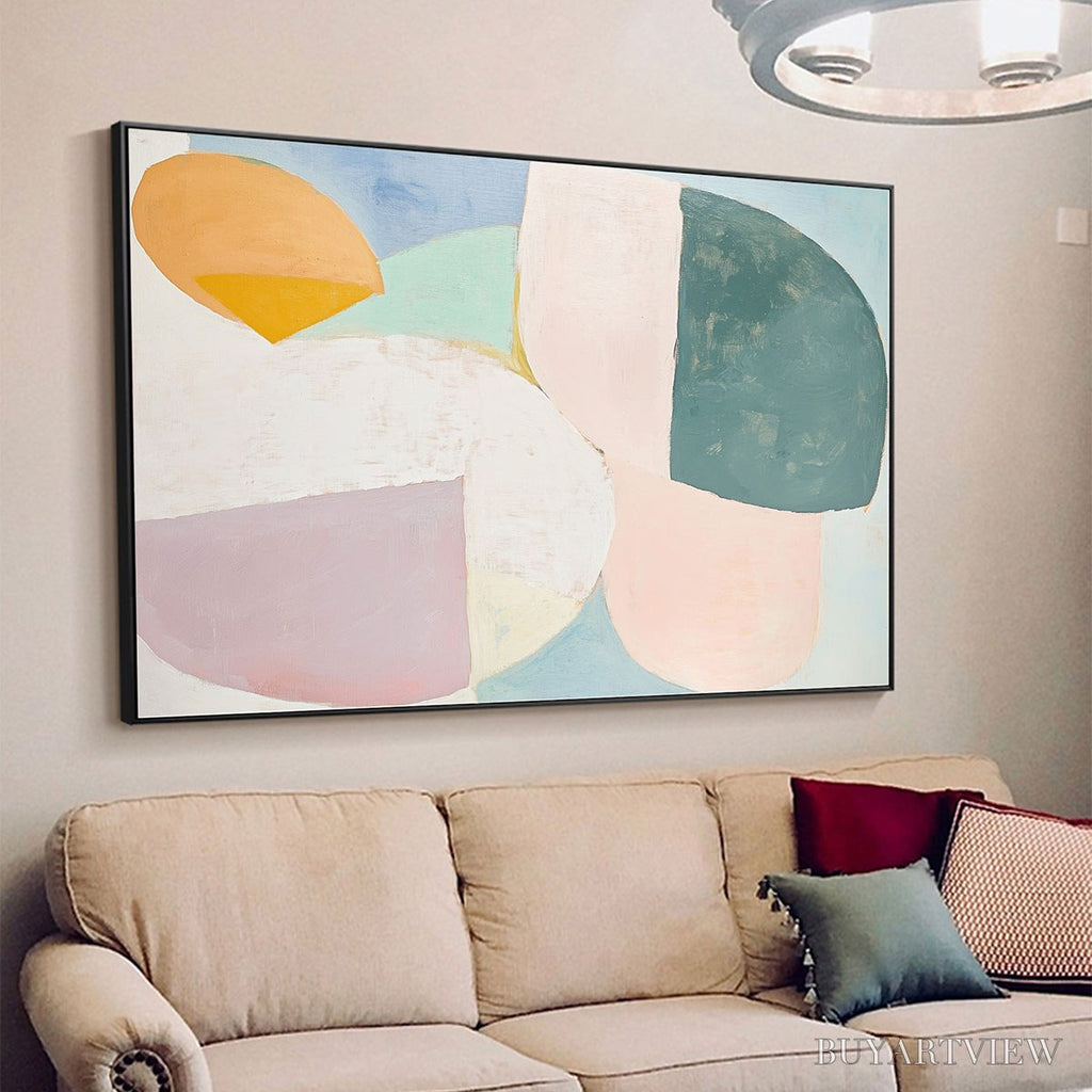 ARTOVITAS Pastel Harmony – Soft Abstract Color Block Oil Painting - image 3