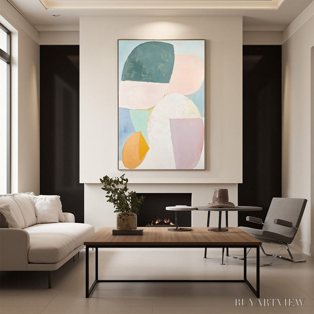 ARTOVITAS Pastel Harmony – Soft Abstract Color Block Oil Painting - image 5