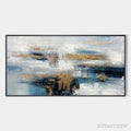 ARTOVITAS Golden Drift – Abstract Blue and Gold Oil Painting - image 1