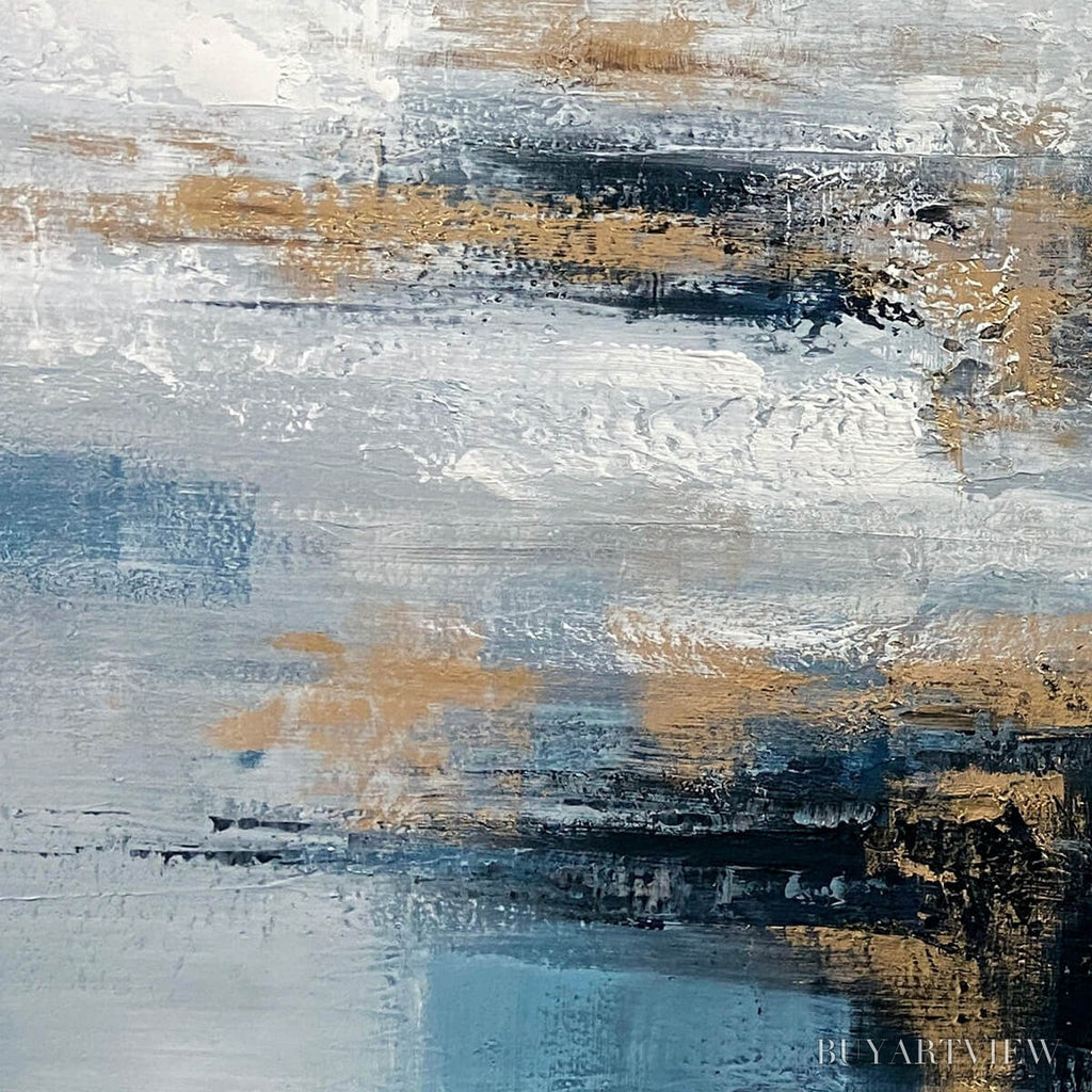 ARTOVITAS Golden Drift – Abstract Blue and Gold Oil Painting - image 5