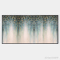 ARTOVITAS Emerald Rain – Panoramic Abstract Oil Painting with Gold and Green - image 1