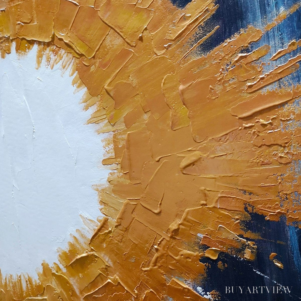 ARTOVITAS Copper Nova – Square Abstract Oil Painting with Copper and Dark Blue - image 3