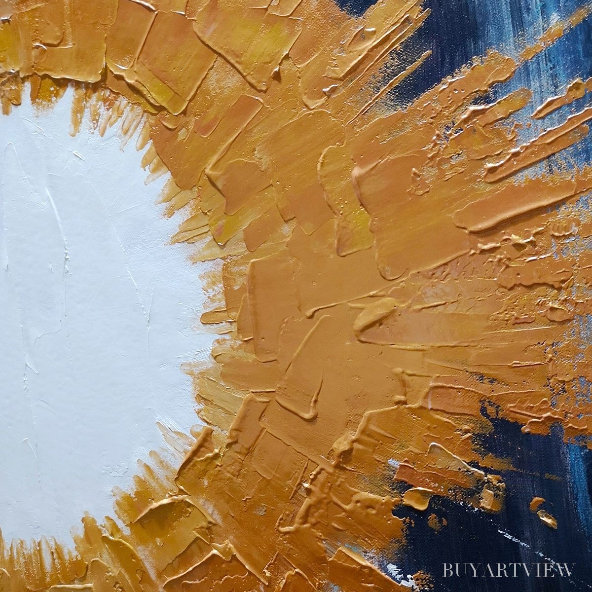 ARTOVITAS Copper Nova – Square Abstract Oil Painting with Copper and Dark Blue - image 3