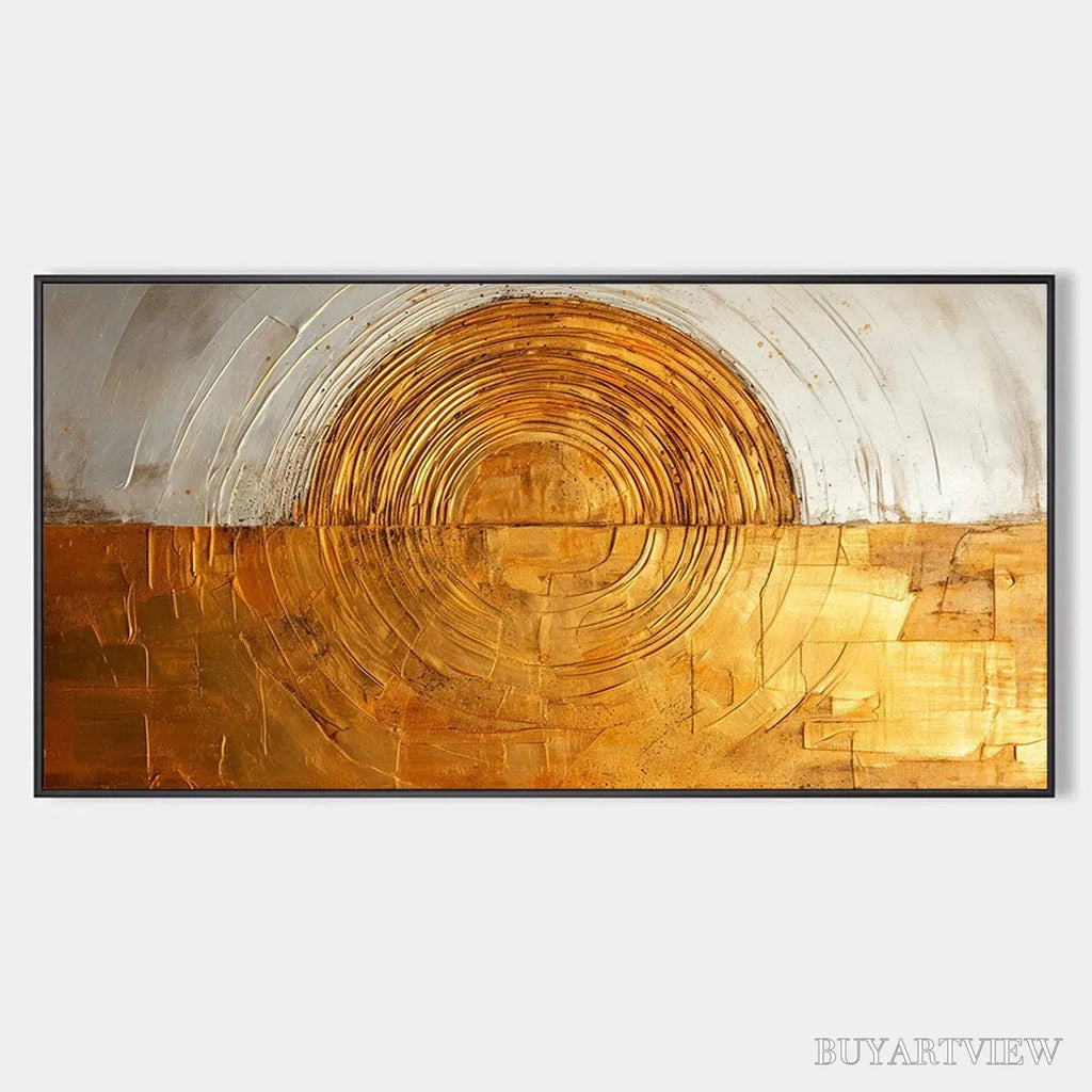 ARTOVITAS Golden Era – Panoramic Abstract Oil Painting with Gold and Silver - image 1