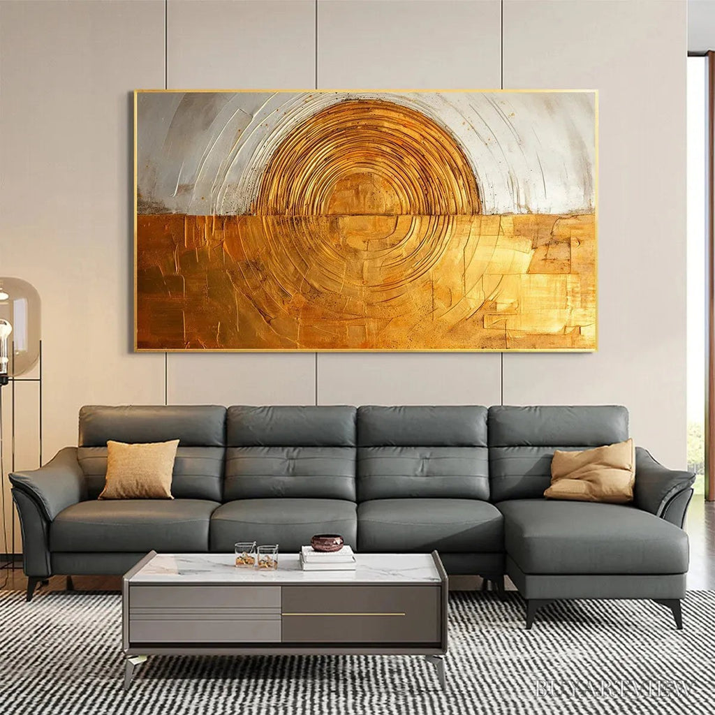 ARTOVITAS Golden Era – Panoramic Abstract Oil Painting with Gold and Silver - image 2