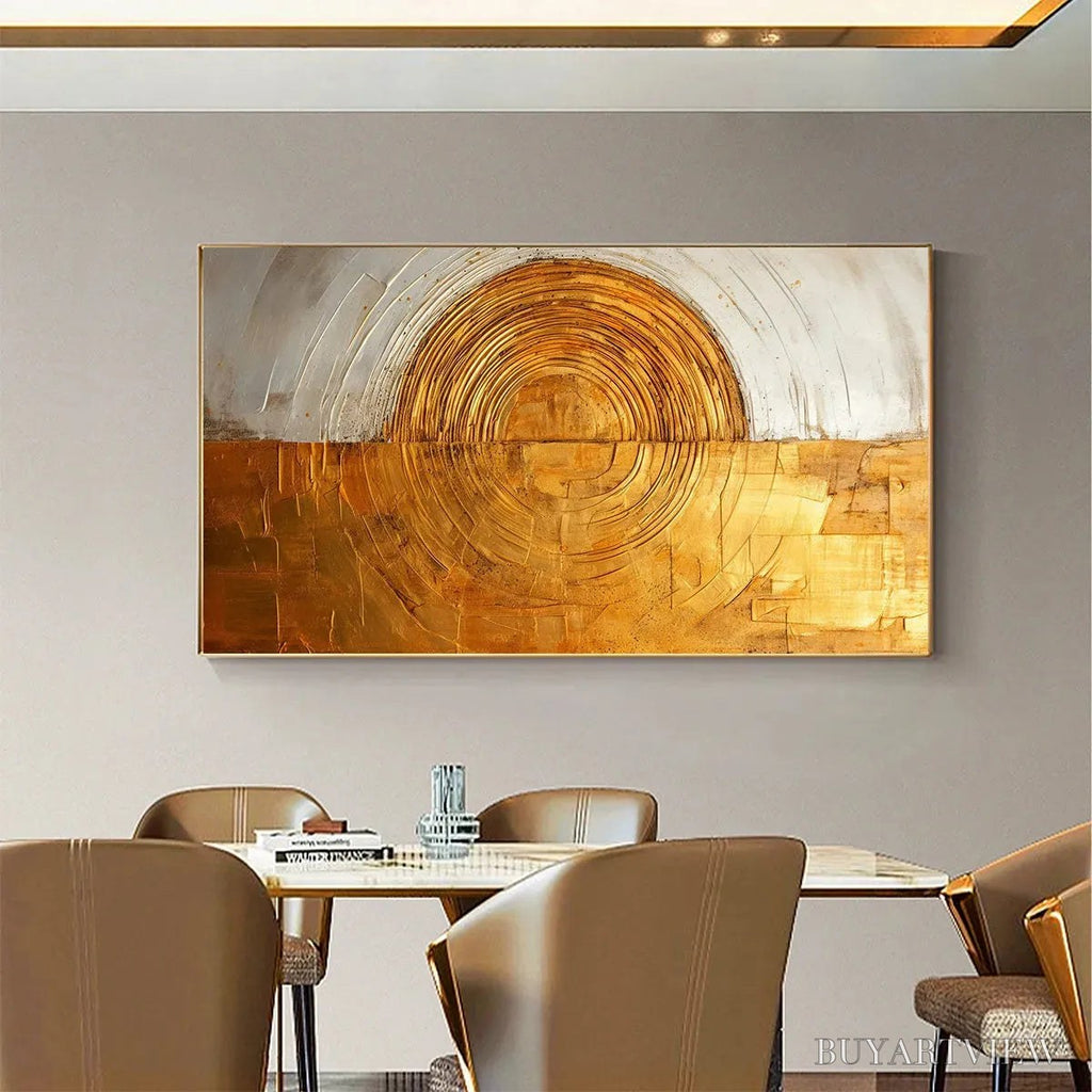 ARTOVITAS Golden Era – Panoramic Abstract Oil Painting with Gold and Silver - image 3