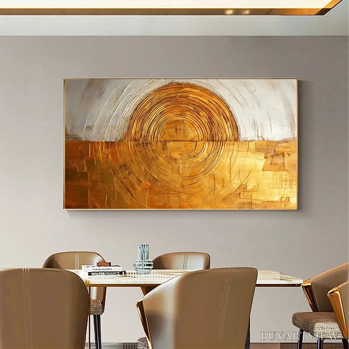 ARTOVITAS Golden Era – Panoramic Abstract Oil Painting with Gold and Silver - image 3