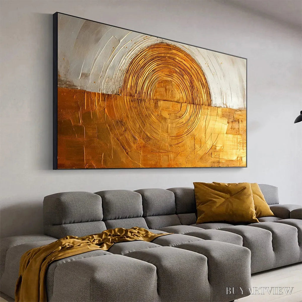 ARTOVITAS Golden Era – Panoramic Abstract Oil Painting with Gold and Silver - image 5
