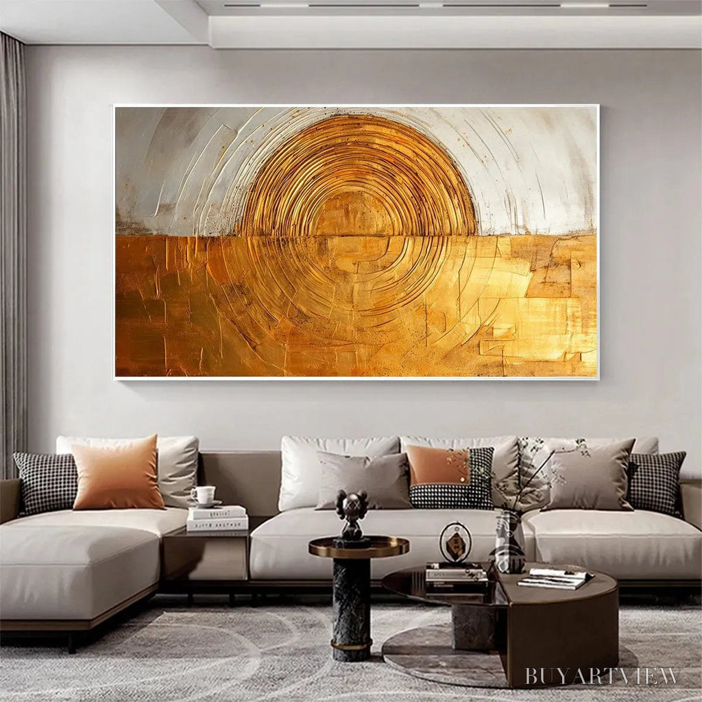 ARTOVITAS Golden Era – Panoramic Abstract Oil Painting with Gold and Silver - image 6