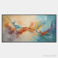 ARTOVITAS Coral Reef – Panoramic Abstract Blue and Orange Oil Painting - image 1
