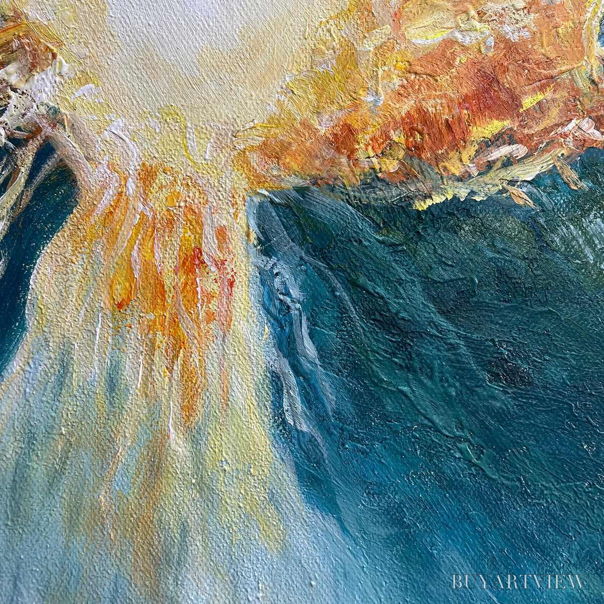 ARTOVITAS Golden Abyss – Abstract Teal and Gold Oil Painting - image 6