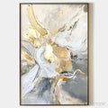 ARTOVITAS Ethereal Gold – Abstract White, Grey and Gold Oil Painting - image 1