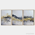 ARTOVITAS Gold & Grey Abstract Triptych – Abstract Painting Set of 3, Vertical - image 1