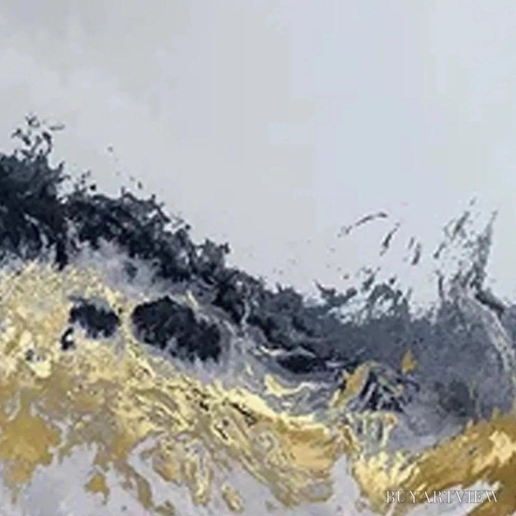 ARTOVITAS Gold & Grey Abstract Triptych – Abstract Painting Set of 3, Vertical - image 3