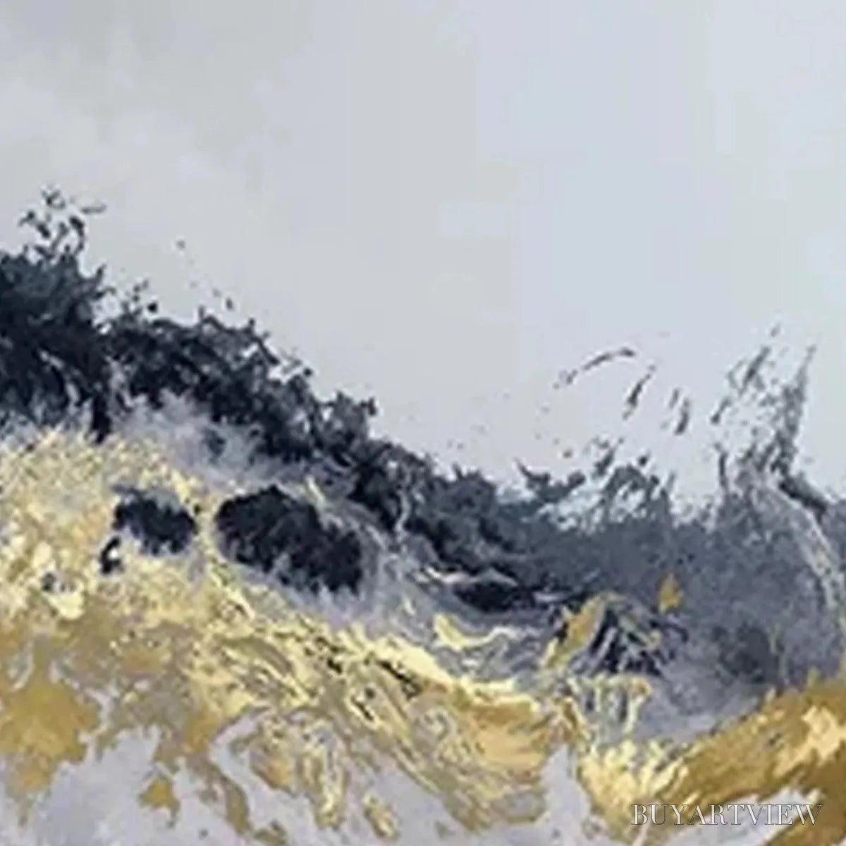 ARTOVITAS Gold & Grey Abstract Triptych – Abstract Painting Set of 3, Vertical - image 3
