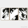 ARTOVITAS Black & White Abstract Triptych – Abstract Painting Set of 3, Vertical - image 1
