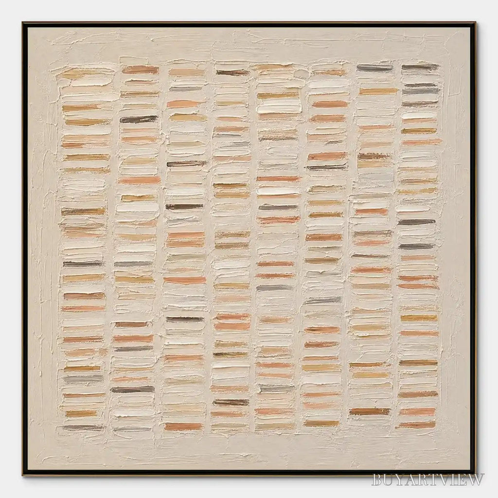 ARTOVITAS Warm Stone Geometry – Warm Beige Geometric Texture Painting - image 1