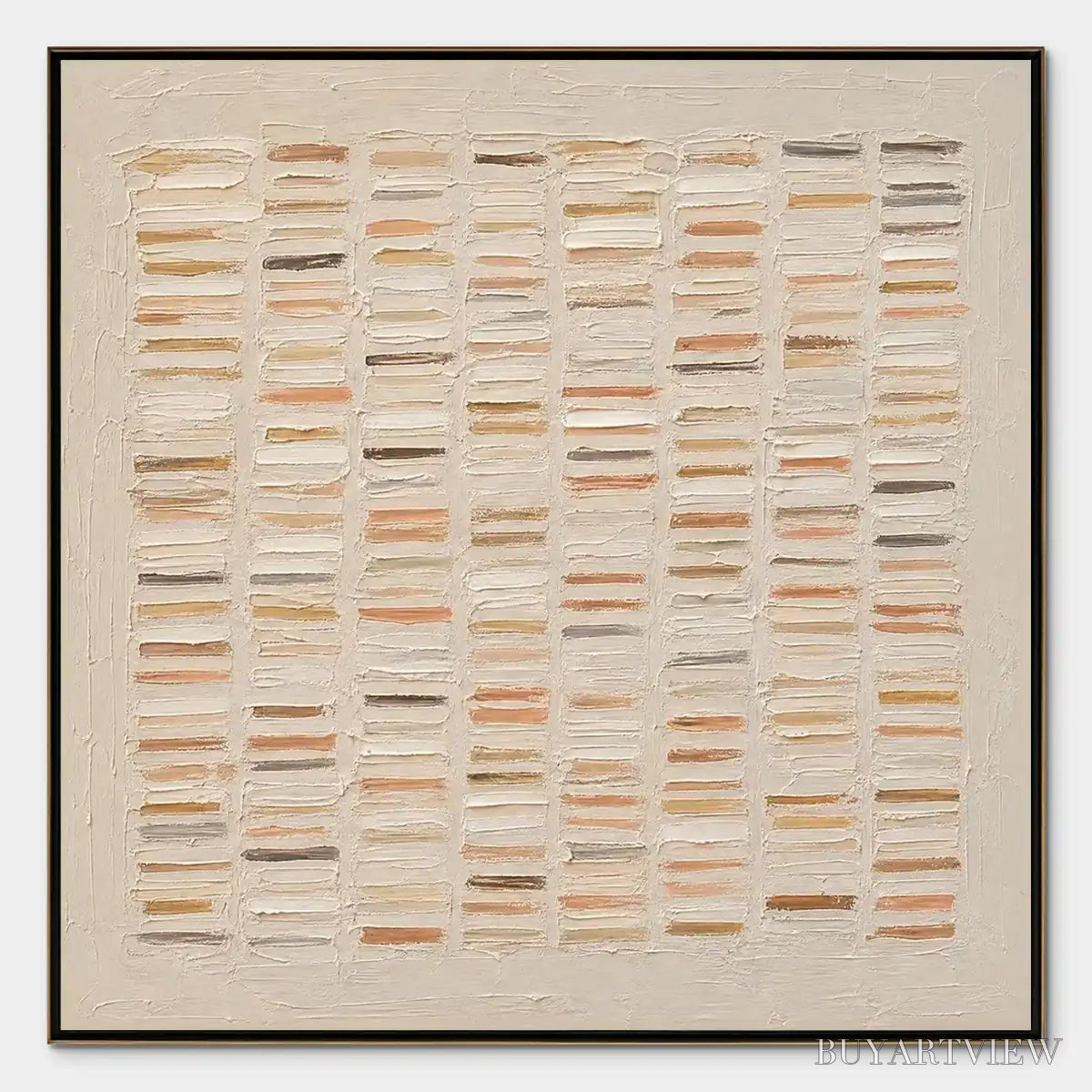 ARTOVITAS Warm Stone Geometry – Warm Beige Geometric Texture Painting - image 1