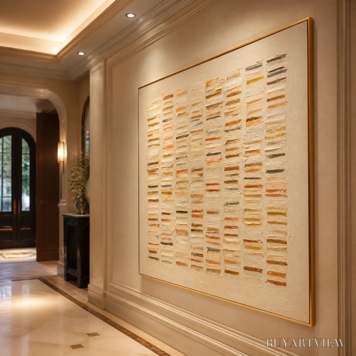 ARTOVITAS Warm Stone Geometry – Warm Beige Geometric Texture Painting - image 4