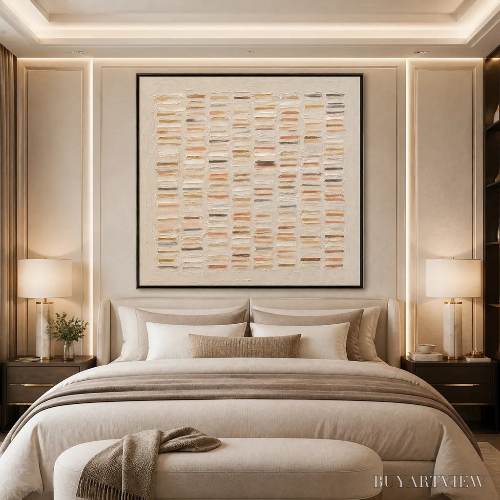 ARTOVITAS Warm Stone Geometry – Warm Beige Geometric Texture Painting - image 6