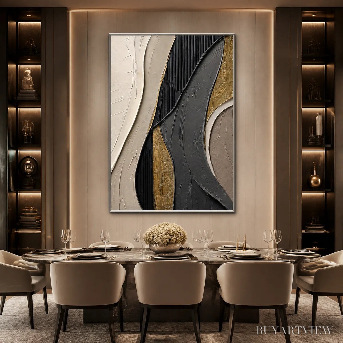 ARTOVITAS Golden Balance – Black Gold Geometric Abstract - image 2