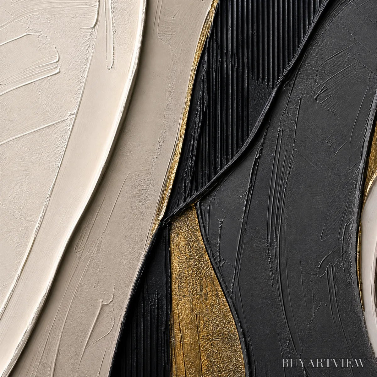 ARTOVITAS Golden Balance – Black Gold Geometric Abstract - image 3