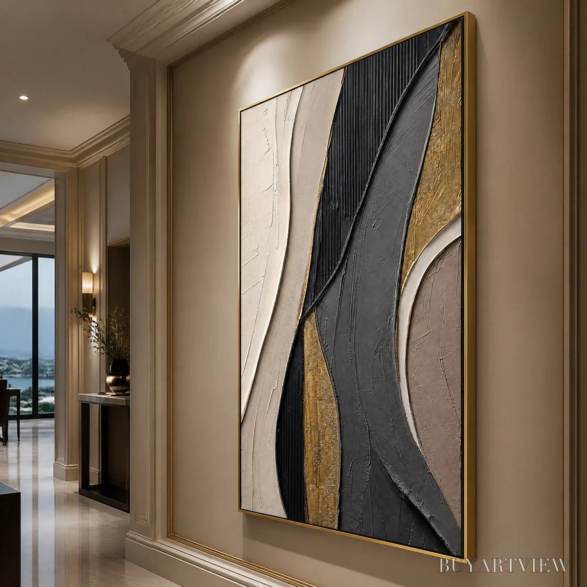 ARTOVITAS Golden Balance – Black Gold Geometric Abstract - image 4