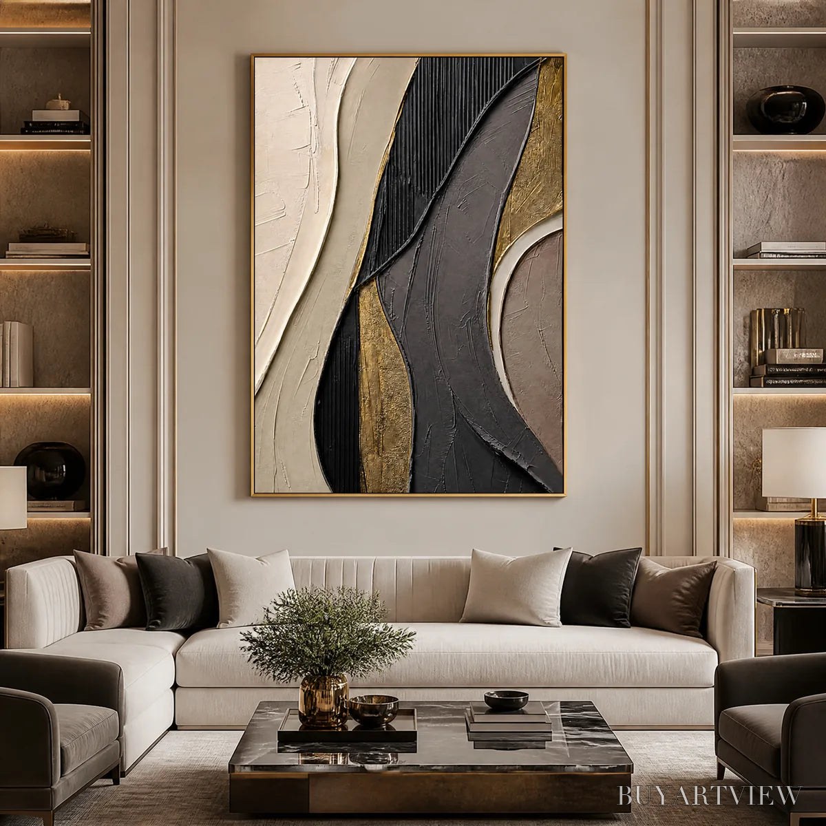 ARTOVITAS Golden Balance – Black Gold Geometric Abstract - image 5