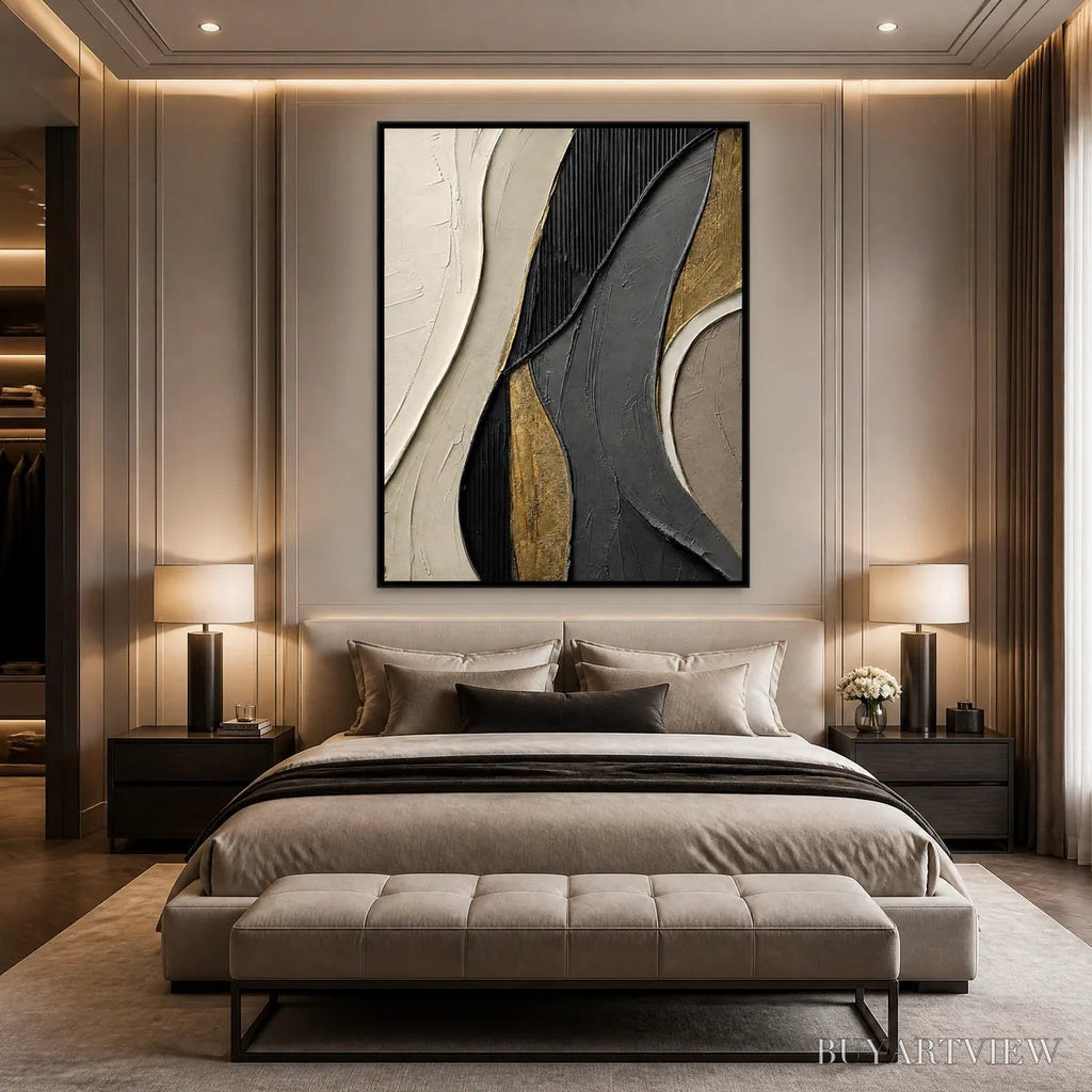 ARTOVITAS Golden Balance – Black Gold Geometric Abstract - image 6