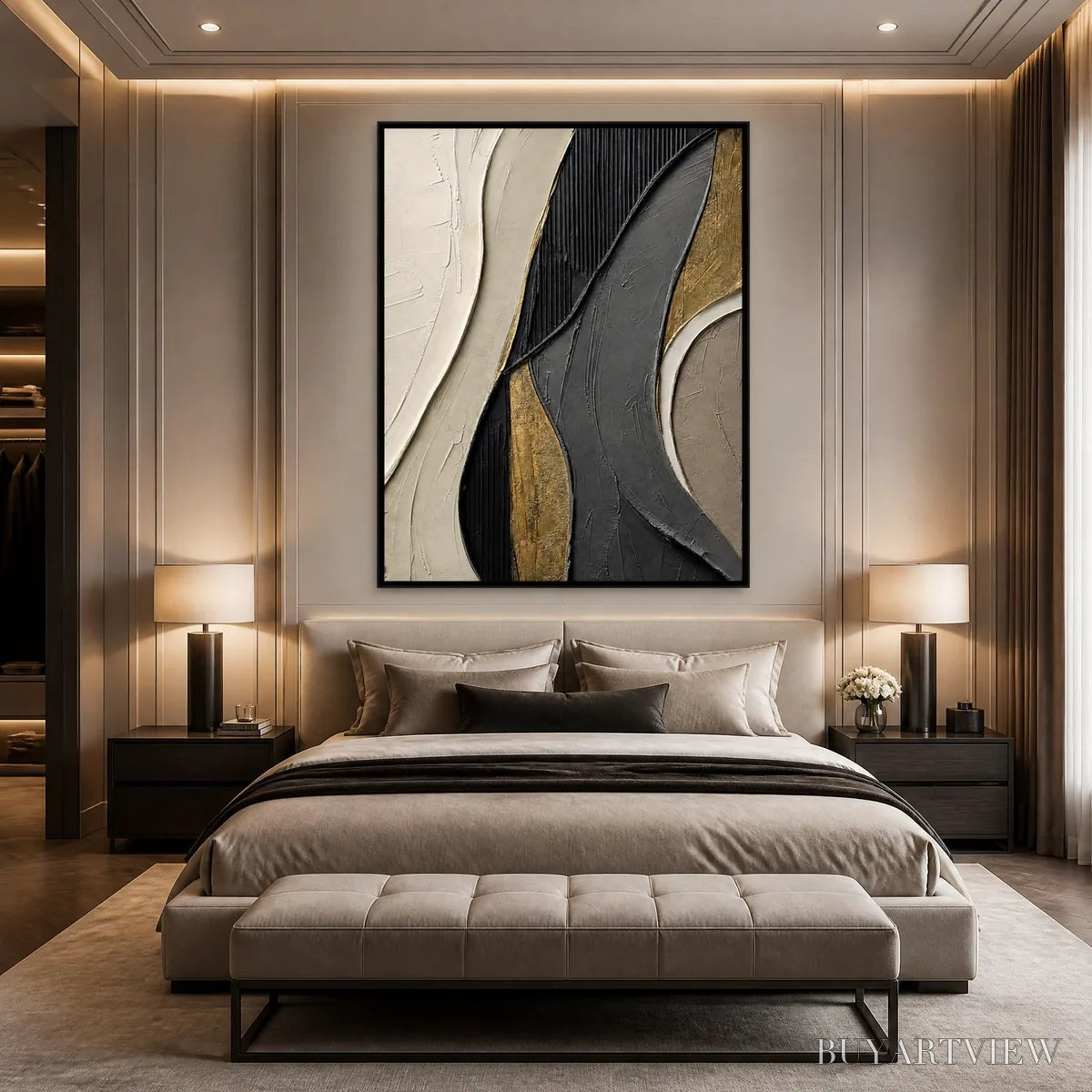 ARTOVITAS Golden Balance – Black Gold Geometric Abstract - image 6