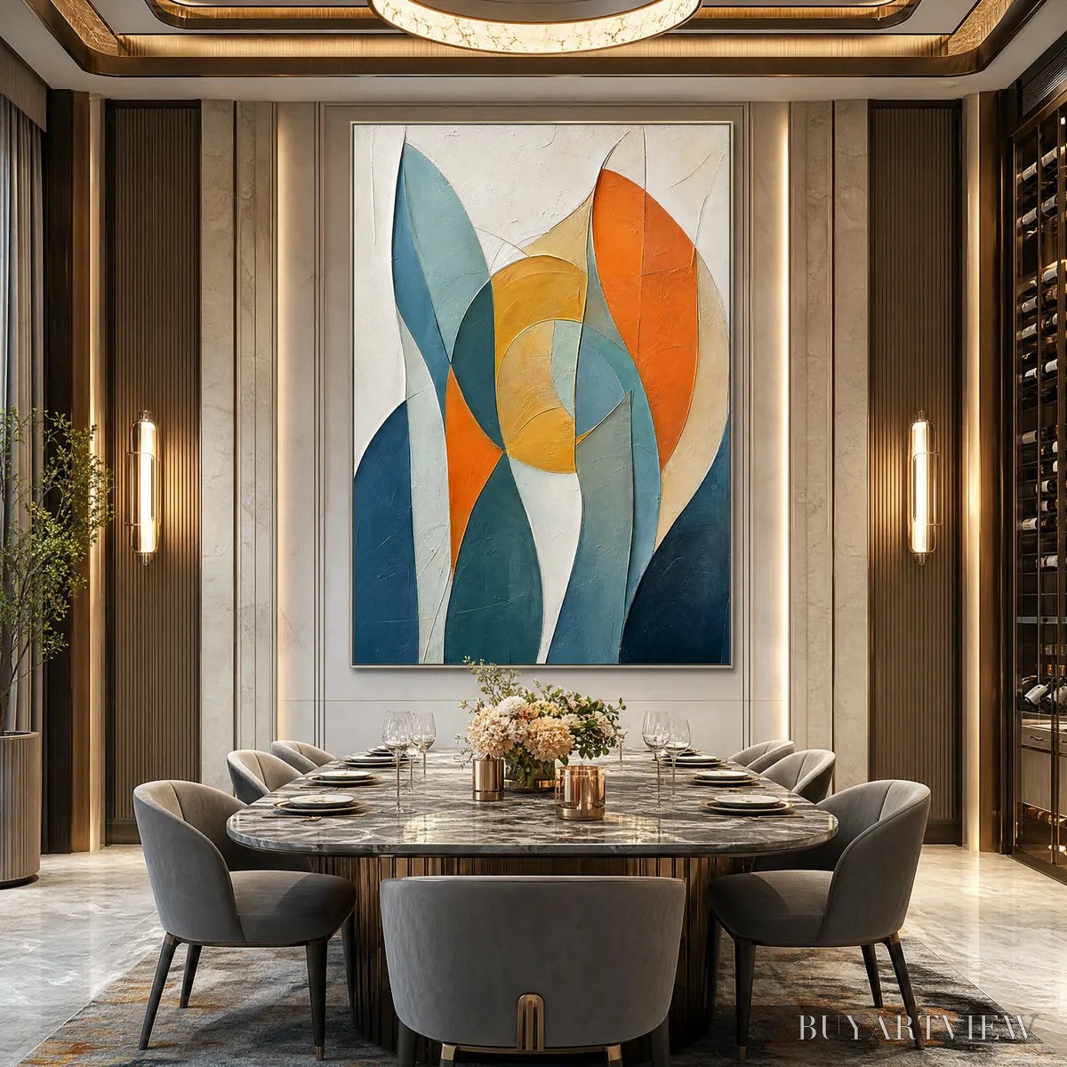 ARTOVITAS Solstice – Textured Geometric Abstract Oil Painting - image 6