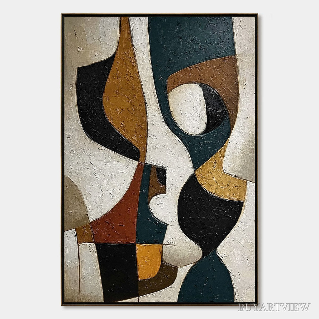 ARTOVITAS Convergence – Large Textured Geometric Abstract Oil Painting - image 1
