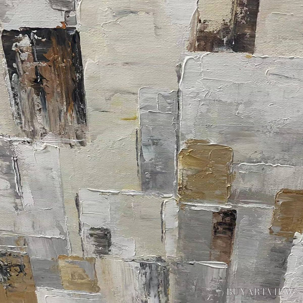 ARTOVITAS Ready to Ship | Golden Intersection – Abstract Geometric Textured Oil - image 2