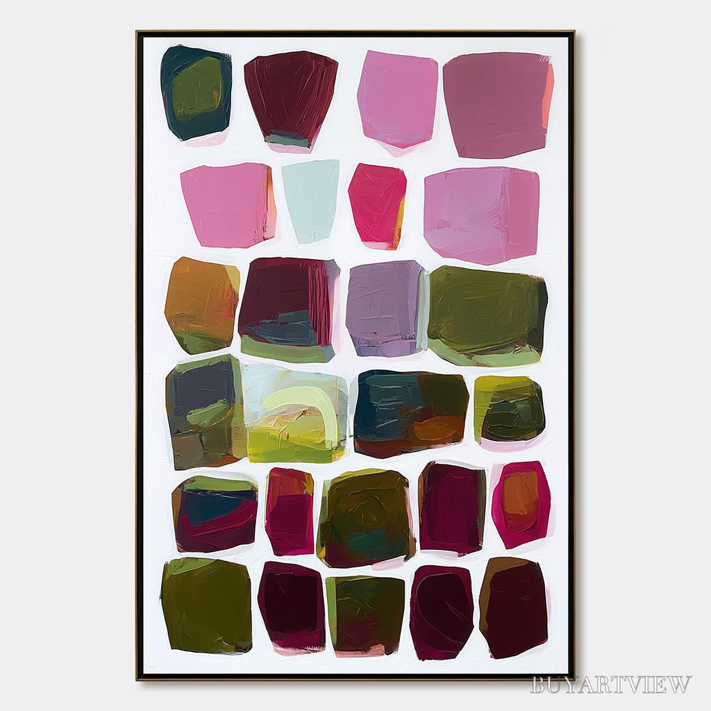 ARTOVITAS Jewel Tones – Abstract Geometric Oil Painting - image 1