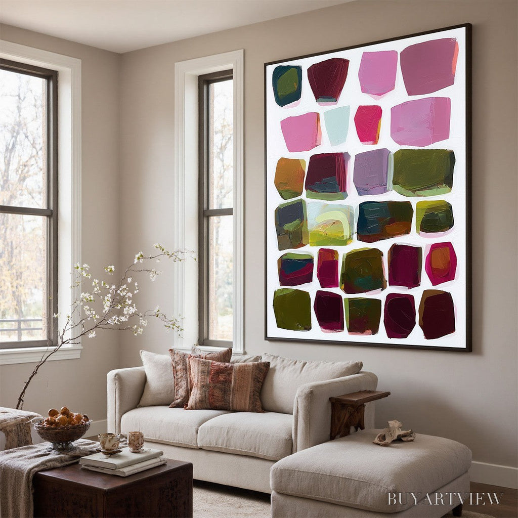 ARTOVITAS Jewel Tones – Abstract Geometric Oil Painting - image 3