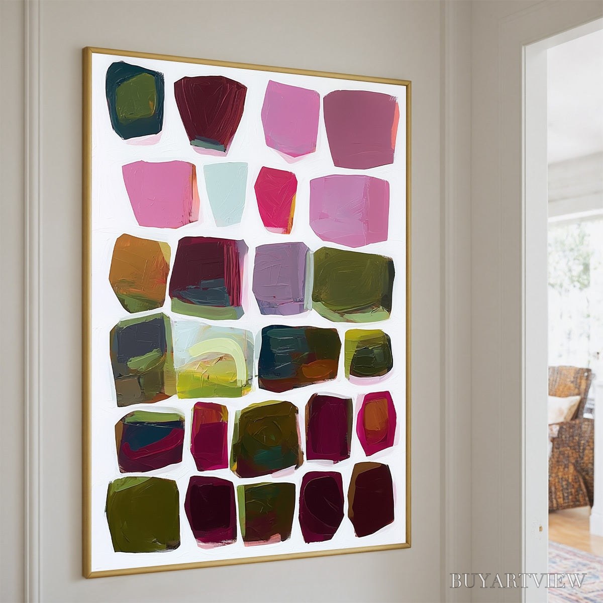 ARTOVITAS Jewel Tones – Abstract Geometric Oil Painting - image 5