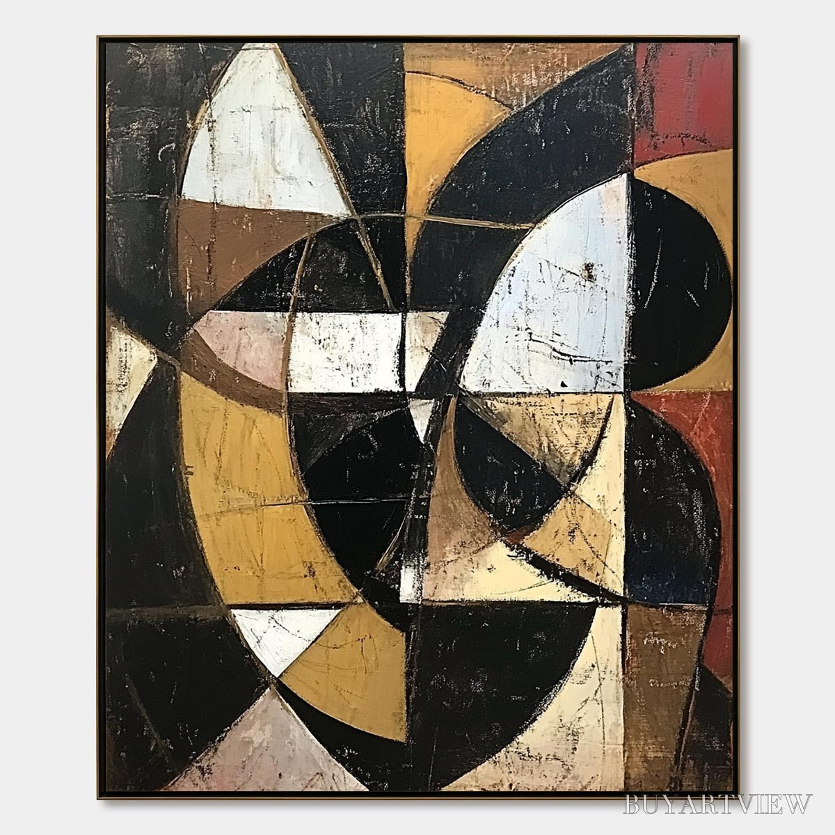 ARTOVITAS Fractured Rhythm – Textured Geometric Abstract Oil Painting - image 1