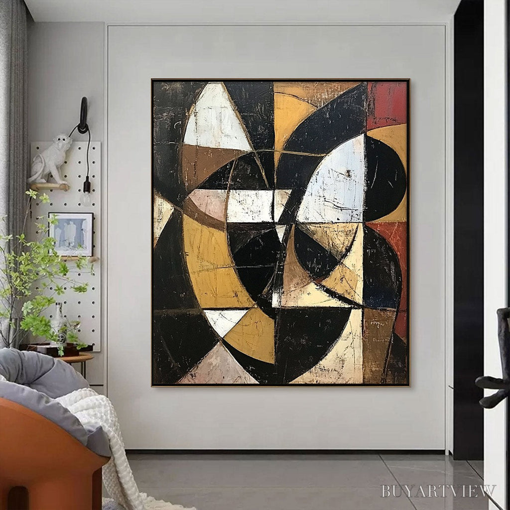 ARTOVITAS Fractured Rhythm – Textured Geometric Abstract Oil Painting - image 2